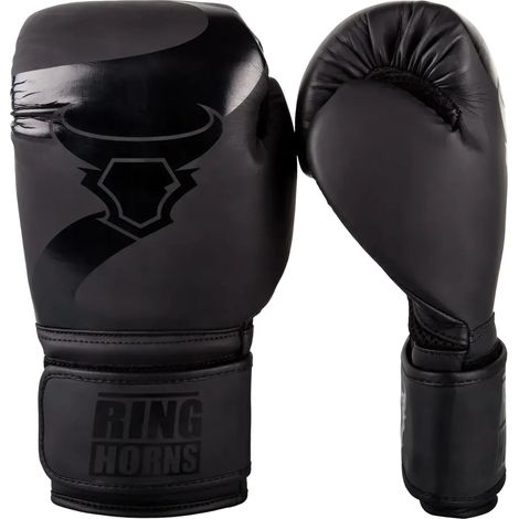 Guantes de boxeo Ringhorns Charger, negros/negros, 14 oz. (1/5)
