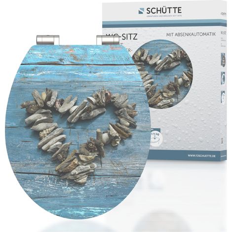 Schütte 80540 MDF HG-Sedile WC con abbassamento Automatico, Shell Heart (1/5)