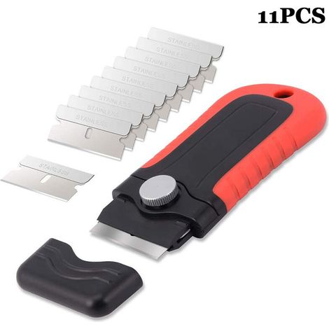 Ensemble de Grattoirs à Verre, Grattoir à Induction, Grattoir Vitrocéramique,11PCS(Rouge et Noire) (1/5)