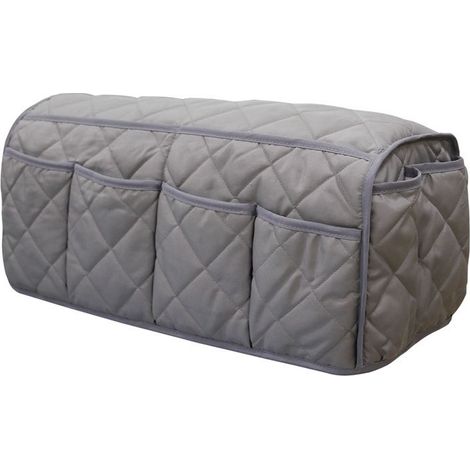 Organiseur d'accoudoir de canapé, chaise, sac de rangement antidérapant, compatible avec tablette, téléphone, tablette, livre, magazines, télécommande TV (gris) (1/5)