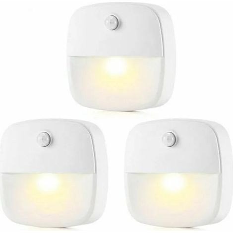 Lampe détecteur de mouvement intérieur, lot de 3 veilleuses LED, pour couloir, chambre, cuisine, blanc chaud ODIPIE (1/3)