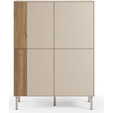 ELDIO - Commode 2 tiroirs en mélamine Beige (1/5)