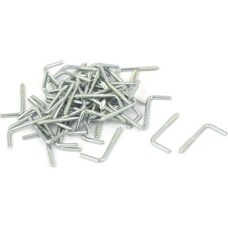 50pcs Crochet à Visser piton Plafond Mur Vis Crochet en L Gond à Visser Cheville Vis Auto Taraudeuse M3x25mm en métal (1/2)