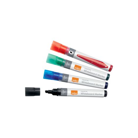 ROTULADORES DE TINTA LÍQUIDA NOBO CON PUNTA BISELADA, 4 UNIDADES