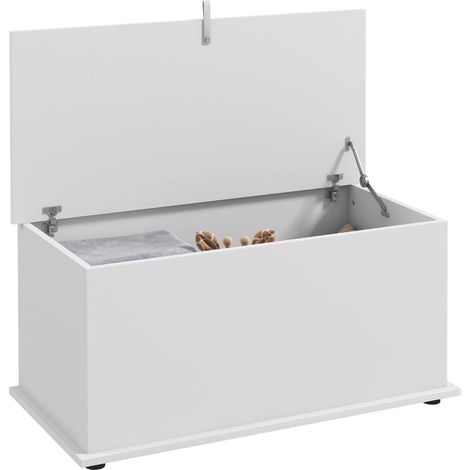 Banc de rangement en bois multifonctionnel pour chambre et entrée, 80 x 40 x 40 cm, blanc avec assise confortable et rangement intérieur en bois massif solide et élégant