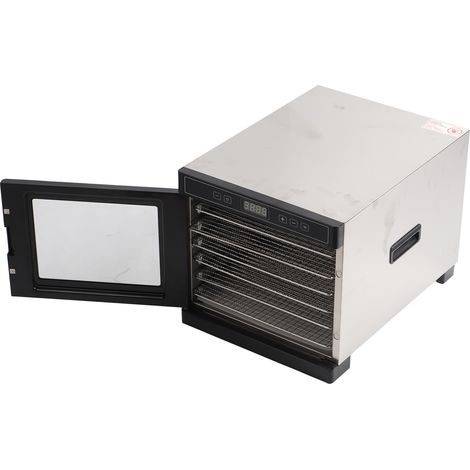 Essiccatore professionale per alimenti con 6 livelli di temperatura regolabili per carne essiccata, frutta, carne e snack per animali domestici, realizzato in acciaio inox 304. (1/4)