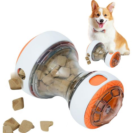 Jouet Intelligent pour Chien, Balle de Nourriture Interactive, Stimulation mentale pour Chien, Balle à friandises pour Chiens de Petite, Moyenne et Grande Taille - Canidé à Quatre Pattes (Orange) (1/5)