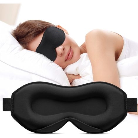 Oogmasker - Zijslaper - 3D-oogkassen - Bande élastique réglable - Licht blokkerend en ademend - Oogmaskers voor mannen en vrouwen - Reizen en yoga - Noir (1/5)