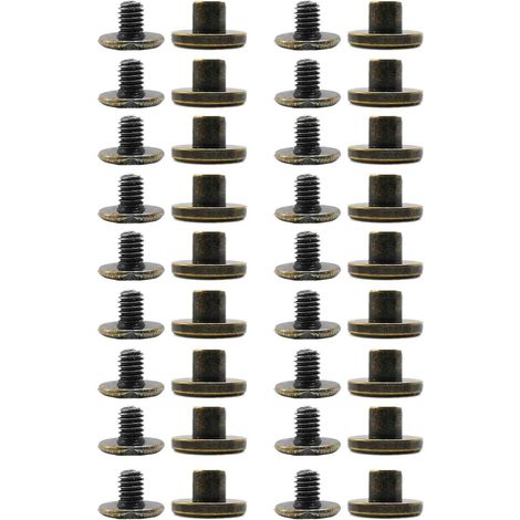 Chicago Screw Posts - Rivets en Cuivre pour Cuir - Pour Sacs Portefeuille Ceintures Valises Sac à Dos - 20 Pièces (5 mm 6,5 mm 8 mm) (1/5)