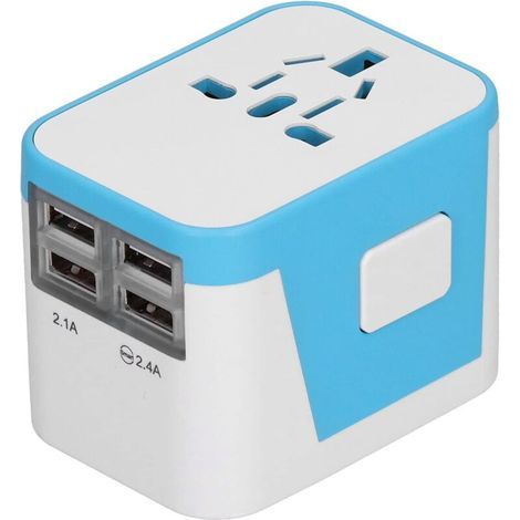 Prise de convertisseur de Puissance, Prise d'adaptateur d'alimentation de Charge Intelligente ABS Portable pour Le ménage pour Les Voyages(Bleu) (1/5)