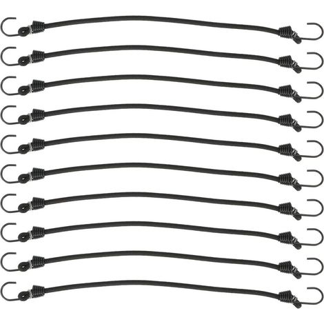10 PCS Cordon élastique, Tendeur de tente, Sangles à bagages, Crochet et sangle, Convient pour le camping, la fixation de drapeaux et de bâches, 25cm (1/5)