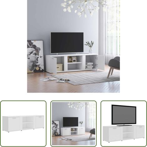 Meuble tv bois - Meuble TV Blanc 120x34x37 cm Bois d'ingénierie (1/5)