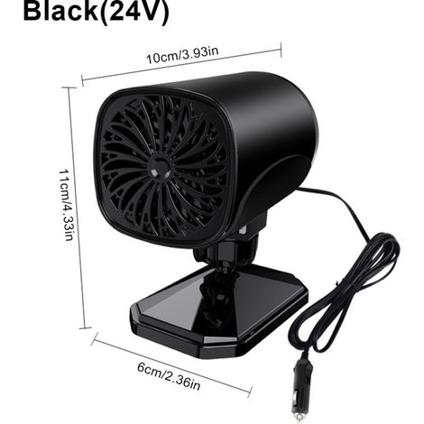 Chauffage de voiture 2 en 1 24V 150W Ventilateur de voiture Portable Chauffage et Refroidissement 360 Degres Rotatif Desembuage d'Hiver Noir (1/5)