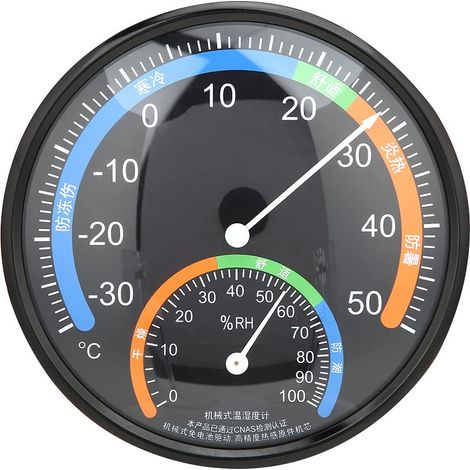 Thermomètre Mural Rond avec Hygromètre Indicateur de Température et d'Humidité pour Extérieur Terrasse Serre (1/5)