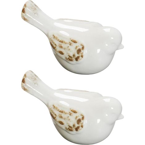 Modèle D'oiseau en Céramique Artisanale Blanc, 2pcs, Décor Délicat et Résistant Bords Arrondis, pour Décoration Intérieure Minimaliste Plusieurs Styles (1/5)