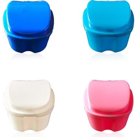 Boîte à Prothèses Dentaires - Égouttoir Intégré - Pour Nettoyage et Rangement des Appareils Orthodontiques - Lot de 4 Pièces (1/5)
