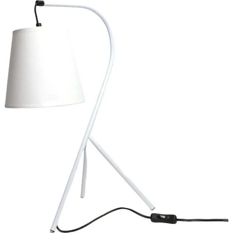 Lampe 53 cm abat-jour suspendu et trépied métal blanc - CAMPANA (1/5)