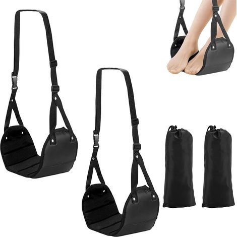 2 Pcs Repose-Pieds D'avion, Hamac pour Les Pieds, Réglable Repose-Pieds de Voyage, Repose Pied Avion Voyage Accessoires Avion Pliable avec un sac de Rangement, Relaxer Vos Pieds et Jambesc (1/5)