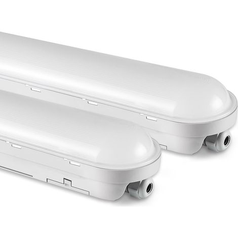 2Stück,Feuchtraumleuchte LED 120CM, 36W 4500LM LED Lampe Röhre, Verknüpfbar Werkstattlampe IP65 Wasserfest LED Leuchtstoffröhre Leuchte für Büro Keller Garage, Neutralweiß 4000K (1/4)