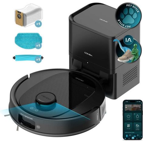 Aspirapolvere robot lavapavimenti - CECOTEC - Conga Y80 - 13 000 Pa - 220 min - 220 m² - Nero