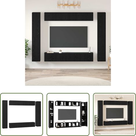 Rangement salon - Ensemble meuble TV 10 pcs Chêne noir Bois d'ingénierie (1/5)
