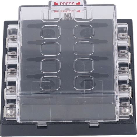 Wasserdichter 10-facher Sicherungsblock für Marine und Kfz, 12-36V DC Flachsicherungshalter, wasserdichter Sicherungskasten für Fahrzeuge und Boote. (1/5)