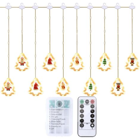Weihnachtsbeleuchtung, 50 LEDs, 3 m lange, wasserdichte USB-Lichterkette mit 8 Beleuchtungsmodi für Weihnachten, Fenster, Partys, Terrassen, Patios und Gärten (Weihnachtsbaum-Design + Batterie)