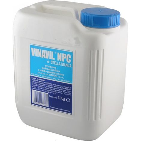 COLLA VINAVIL NPC 5 KG LEGNO CARTA SUGHERO TELA NO SOLVENTI TAPPO BLU FER 74667