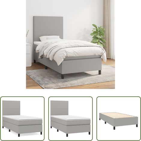 vidaXL Kopfteil -  Boxspringbett mit Matratze Hellgrau 100x200 cm Stoff (1/5)