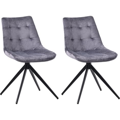 Lot de 2 chaises de salle à manger Merna Gris foncé Velours (1/5)