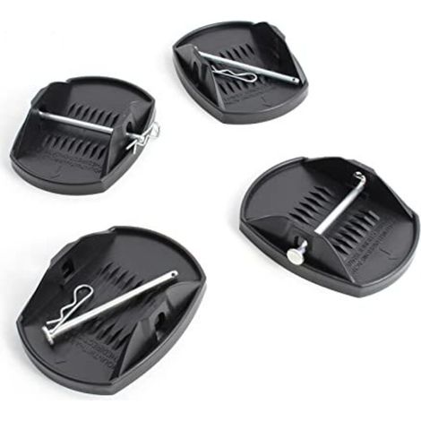 Set di 4 piastre di supporto XPOtool – 180 x 145 x 50 mm – Portata massima 4 t – con perno in metallo – Supporto a tazza per piedini di appoggio di caravan, camper e martinetti (1/5)