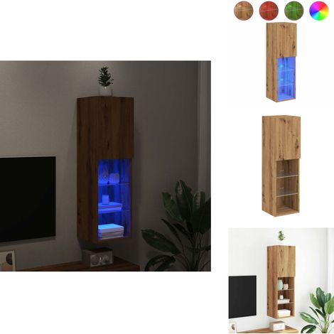 Meuble TV avec lumières LED chêne artisanal 30,5x30x102 cm - Meuble TV - Meubles TV - Support TV - Meuble HiFi (1/5)