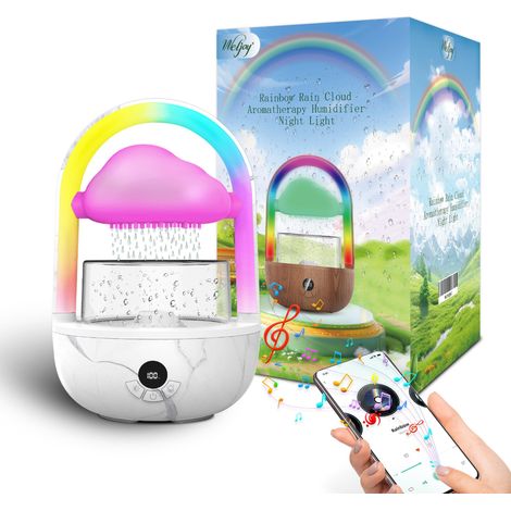 Humidificateur Nuages de Pluie avec Lumière Arc-en-Ciel Humidificateur avec Application Exclusive, Humidificateur de Chambre à Coucher avec Texture Marbre et 7 Couleurs LED Lumières LED (1/5)