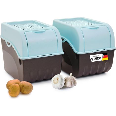 Boîte de rangement pommes de terre 2x9L turquoise empilable