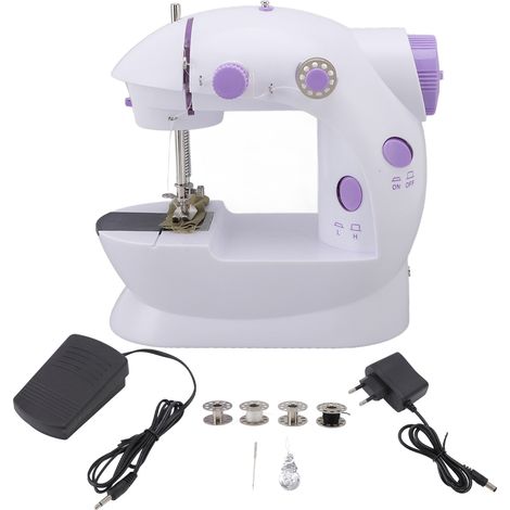 Mini-Nähmaschine mit LED-Licht, tragbar und leise, ideal zum Selbermachen von Taschen und Vorhängen, 100–240 V EU-Stecker (1/5)