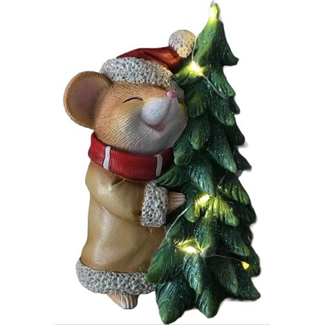 Figur Lebkuchenmaus mit Tanne 17 x 8,5 x 11 cm braun Weihnachtsfigur