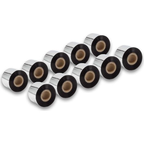 vhbw 10x Thermal Transfer Ribbon compatible with Zebra 105SE, 105SL, PAX-Serie Printer Label Printer - Thermal Ribbon, 50 mm x 300 m, Black