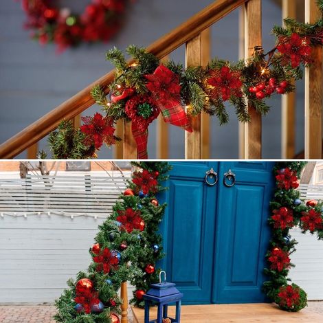 Lot de 10 poinsettias pailletés pour Noël, décorations de Noël réutilisables (1/5)