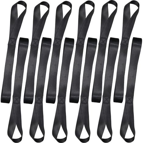 12x Spanngurte Zurrschlaufen Nylon 46cm Schwarz für Transport
