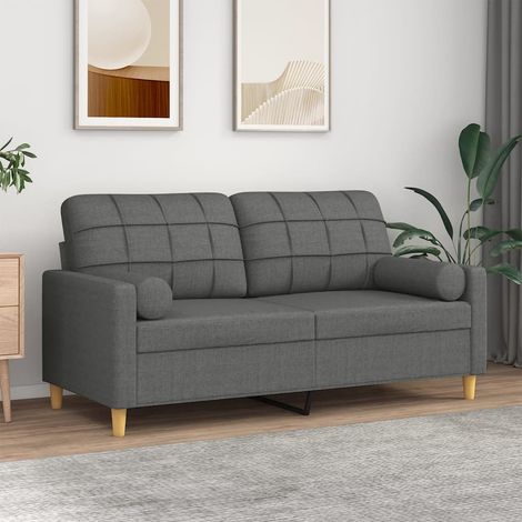 Canapé-Sofa 2 places avec oreillers gris foncé 140 cm tissu 632589 (1/5)