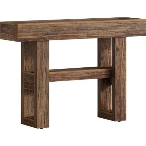 Console d’entrée étroite avec 2 niveaux, meuble d’appoint rustique pour salon, couloir ou derrière le canapé, plateau MDF brun, pieds réglables - CHICFURN (1/5)