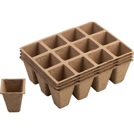 Vasi per piante da 3,5 x 3,5 cm – Pratica confezione da 48 – Realizzati in fibra di carta – Biodegradabili/Vasi per semina (1/5)