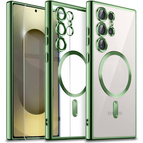 Funda para Samsung Galaxy S25 Ultra, Electro MagSafe, verde + protector de pantalla de cristal (1/5)