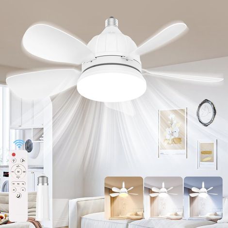Ceiling Fan with Light, Ceiling Fan with Remote Control, Dimmable, 5 Blades, 3 Speed, 46 cm for Living Room, Bedroom, Children's Room (No E27 Socket) (1/5)
