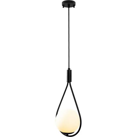 [NEUWERTIG] Hängeleuchte Gmn 00008 1 Flammig Schwarz/Opalglas Deckenlampe Lampe Leuchte 273 B-Ware