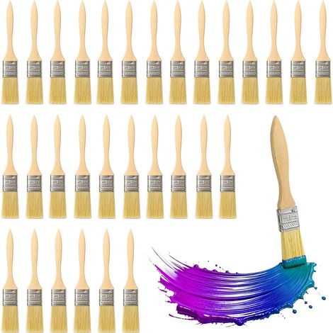 30 Pièces 1 Pouce Pinceaux Plats, Pinceaux Peinture, Pinceau Plat, Pinceau Large pour Murale, DIY (1/5)