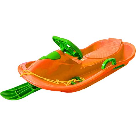 Aga Kinder Schlitten DS491 Gelb, Hochwertige lenkbare Schlitten, Lenksystem aus kälte- und lichtbeständigem Kunststoff Winterspaß im Schnee
