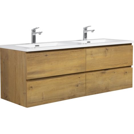 Mobile da bagno Angela 140cm Rovere - armadio mobiletto lavabo (1/5)