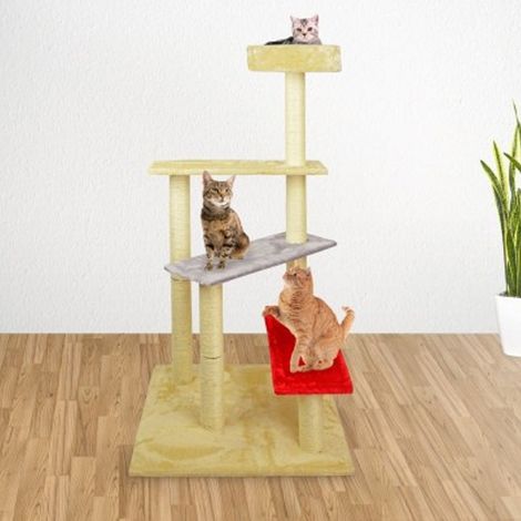 Trade Shop - Palestra Tiragraffi Per Gatti Gatto A Scala Con Colonne In Sisal 144 Cm - (1/4)