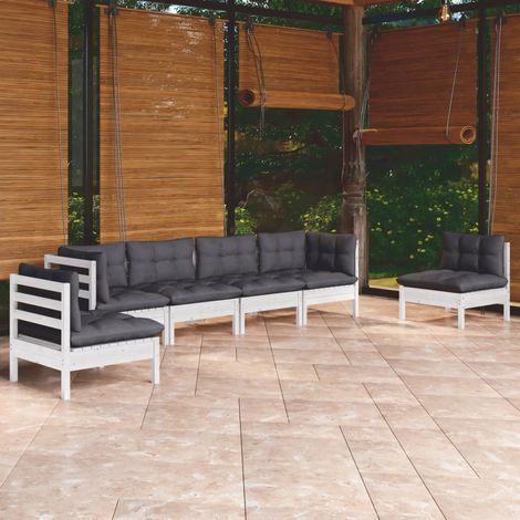 Salon de jardin 6 pcs Ensemble Table et Chaise de Jardin - avec coussins Bois de pin massif BV457627 - BonneVie (1/5)